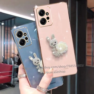 Soft TPU All Inclusive Casing for Redmi Note12 Note 12S Note 12 Pro+ Plus 4G 5G เคส Rhinestones Rabbit Phone Case Redmi Note12 4G Lens Protection Phone Back Cover เคสโทรศัพท