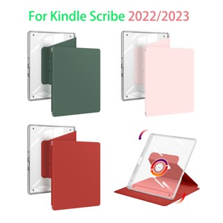 เคสหนัง PU นิ่ม หมุนได้ ตั้งหลับอัตโนมัติ ปลุกอัตโนมัติ สีดํา สําหรับ Amazon Kindle Scribe 2022 2023 10.2 นิ้ว 10.2 นิ้ว หมายเลขรุ่น C4A6T4