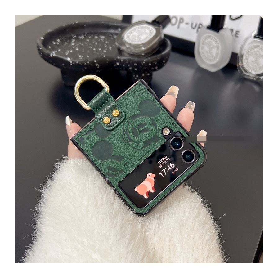 เคสโทรศัพท์มือถือหนัง PU ฝาพับ กันกระแทก ลายมิกกี้เมาส์น่ารัก หรูหรา สําหรับ Samsung Galaxy Z Flip 5 4 3 5G Z Flip 4 3 2 1