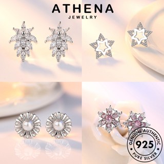 ATHENA JEWELRY ต้นฉบับ Silver แฟชั่น เกาหลี ผู้หญิง เพชร 925 มอยส์ซาไนท์ เครื่องประดับ ต่างหู หนีบ ไข่มุก แท้ เงิน ตุ้มหู เครื่องประดับ ห่วง M024