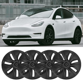 ARIONZA 4PCS Wheel Hub Cap Matte Black High Strength Textured Design Replacement for Tesla Model Y 2020‑2023