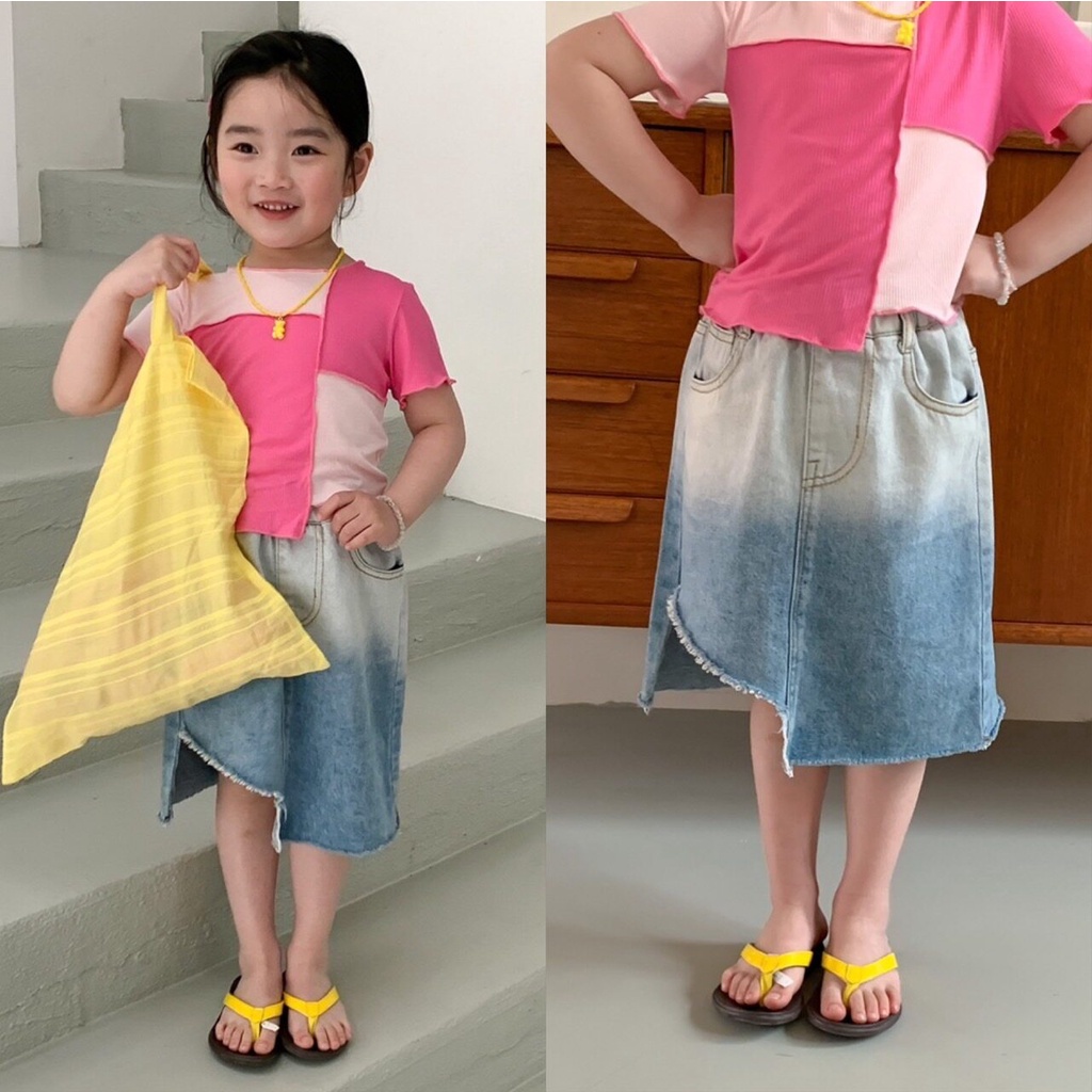 PRETTY BABY กระโปรงยีนส์เด็ก กระโปรงเเฟชั่นเด็กผู้หญิง(706)