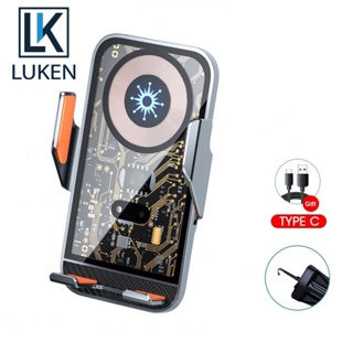 Luken ที่ชาร์จโทรศัพท์มือถือไร้สาย เซนเซอร์อัตโนมัติ 15W หมุนได้ 360 องศา สําหรับ iP 14 13 12 Pro Max Samsung S23