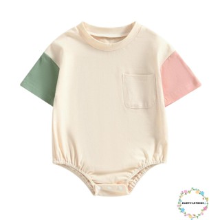 Babyclothes- ชุดรอมเปอร์ บอดี้สูท คอกลม แขนสั้น สีตัดกัน ฤดูร้อน สําหรับเด็กทารก เด็กผู้หญิง เด็กผู้ชาย ลําลอง ทุกวัน