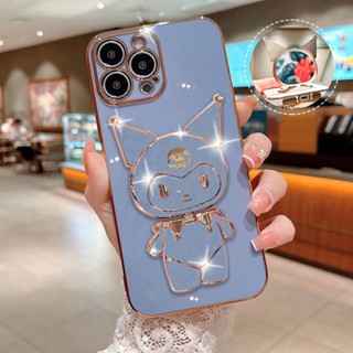 สําหรับ Xiaomi Redmi Note 10 Pro Max Redmi Note 10S หรูหรา การ์ตูนคุโรมิ ตัวยึด กลิตเตอร์ ชุบ เคสโทรศัพท์ TPU นิ่ม เคสด้านหลัง