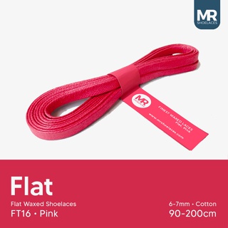 Mr Shoelaces FT16 เชือกผูกรองเท้า แบบแบน สีชมพู (สีชมพู) 6-7 มม. 80 ซม. 90 ซม. 100 ซม. 120 ซม. 130 ซม. 140 ซม. 150 ซม. 180 ซม. 200 ซม.