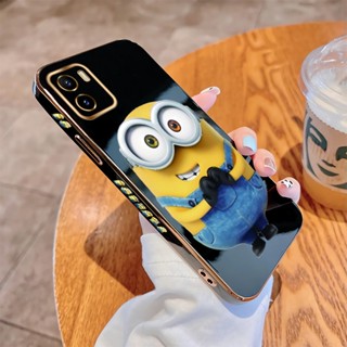สําหรับ Vivo Y01 Y3 Y5S Y12 Y15 Y15A Y15S Y17 Y19 Y50 Y30 Y30i เคสโทรศัพท์มือถือ แบบนิ่ม ลายการ์ตูนมินเนี่ยน ขอบสี่เหลี่ยม หรูหรา