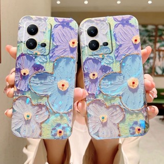 เคสโทรศัพท์มือถือ ซิลิโคนนิ่ม ลายภาพวาดสีน้ํามัน รูปใบโคลเวอร์สี่แฉก แวววาว สําหรับ Vivo V25 V25e V25 Pro 5G 2023 V25e 5G