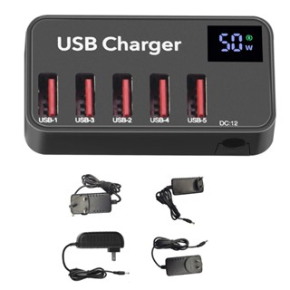 Rr อุปกรณ์ชาร์จ USB PD 5 พอร์ต หน้าจอ LED หลายช่อง สําหรับโทรศัพท์มือถือ