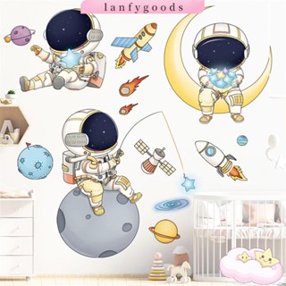 LANFY Wallpaper Space Astronaut Bedroom Childrens Room Wall Stickers Decoration Stickers Mural Planetary Decoration Boys Room