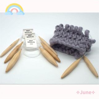 June แหวนเข็มถักไหมพรม ทรงกลม ไม้ไผ่ diy สําหรับเย็บผ้า