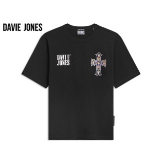 เสื้อแขนสั้น เสื้อยืดผ้าหนา เสื้อยืดผ้านิ่ม DAVIE JONES เสื้อยืดพิม