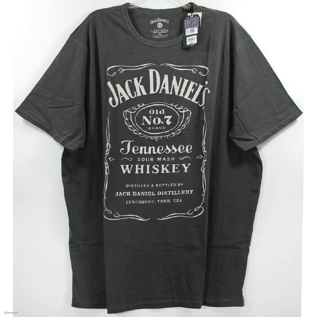 【Hot】แจ็คแดเนียลส์ Jack Daniels Lucky Brand Big & Tall Old No 7 เทนเนสซีวิสกี้เสื้อยืดสีดำ
