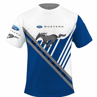 เสื้อยืดแขนสั้นลําลอง คอกลม พิมพ์ลาย Ford Mustang Car 3 มิติ ขนาดใหญ่ แฟชั่นฤดูร้อน สําหรับเด็กผู้ชาย และผู้หญิง