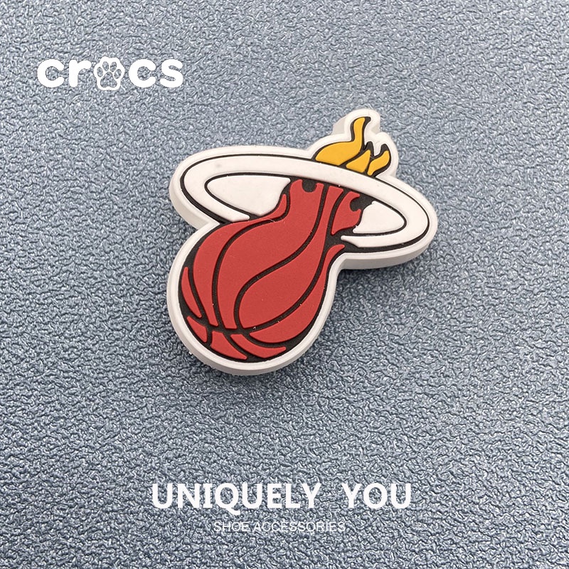 ใหม่ Crocs jibbitz ตัวล็อกรองเท้าบาสเก็ตบอล ลายดอกไม้ 2023