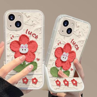 ใหม่ เคสโทรศัพท์มือถือ ลายดอกไม้ กระต่าย พร้อมที่ตั้งวาง สําหรับ Apple Iphone 13pro 14Promax