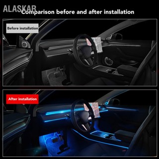 ALASKAR ไฟ LED Strip ภายในรถควบคุมแอพเรืองแสงสตริงไฟเปลี่ยนแถบสำหรับ Tesla รุ่น 3 Y