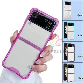 เคสโทรศัพท์มือถือแบบใส กันกระแทก หลากสี หรูหรา สําหรับ Samsung Galaxy Z Flip 3 Z Flip 4 5G Z Flip4