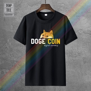 เสื้อยืดคอกลม พิมพ์ลายการ์ตูน Dogecoin น่ารัก ตลก น่ารัก