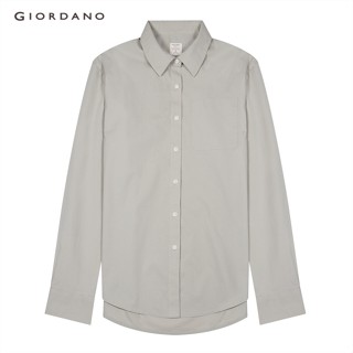 GIORDANO เสื้อเชิ้ตผู้หญิงแขนยาว Womens Loose Fit Poplin Shirt 05343004