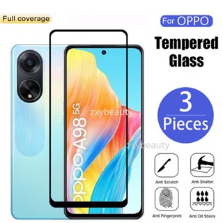 Oppo A98 5G 2023 ฟิล์มกระจกนิรภัยกันรอยหน้าจอ แบบเต็มจอ สําหรับ OPPOA98 A1 A78 ฟิล์มป้องกันรอยขีดข่วน กระจกใส