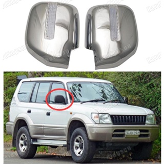 ฝาครอบกระจกมองหลัง โครเมี่ยม พร้อมไฟ LED สําหรับ Toyota Land cruiser Prado FJ90 3400 Spoiler SUV ABS