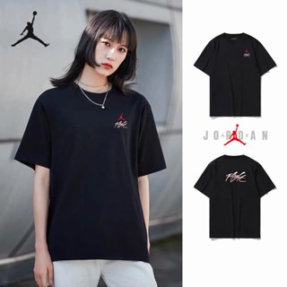 Alr JORDAN เสื้อยืดคอกลม แขนสั้น ผ้าฝ้าย 100% พิมพ์ลายโลโก้ ขนาดใหญ่ สําหรับผู้ชาย และผู้หญิง