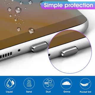 ปลั๊กเสียบชาร์จโทรศัพท์ กันฝุ่น Type-C โลหะ หลากสี กันน้ํา สําหรับ Samsung Huawei Xiaomi