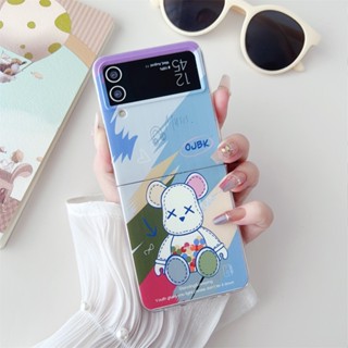 เคสมือถือ แบบใส ลายหมี Violent แฟชั่น สําหรับ Samsung Galaxy Z Flip 1 2 3 4 5G Galaxy Z Flip3