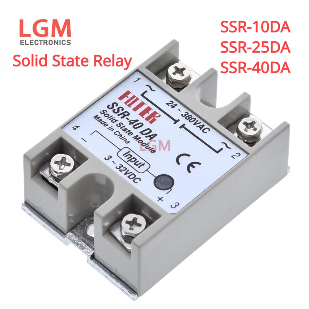 Solid State Relay SSR-10DA 25DA 40DA หม้อน้ําอลูมิเนียม 3-32V DC ถึง 24-380V AC SSR ฝาครอบพลาสติก