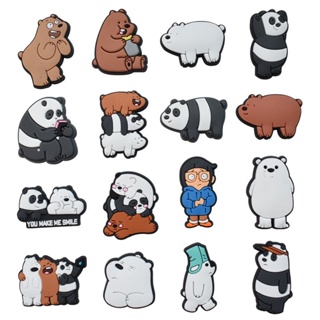 Grizzly Bear Jibitz Croc เครื่องประดับ We Bare Bears Jibbits Charm Pin การ์ตูนแพนด้า Jibits Crocks สําหรับผู้หญิง ตกแต่งรองเท้า