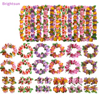 Brightsun 4 ชิ้น / เซต ดอกไม้ฮาวาย leis พวงมาลัยสร้อยคอ DIY ตกแต่งชุดแฟนซีปาร์ตี้ใหม่