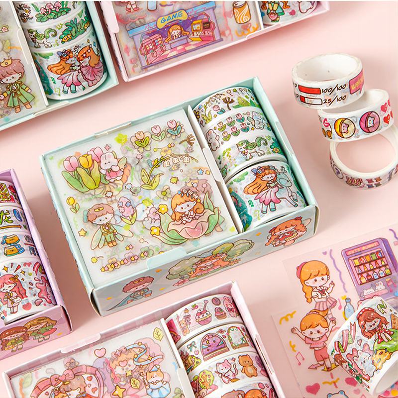 สติกเกอร์เทป ลายการ์ตูน สําหรับตกแต่งสมุดภาพ diy TZ040