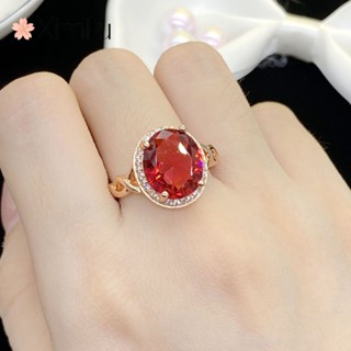 ♥ สินค้าใหม่ แหวนพลอย Rubellite ทรงวงรี เครื่องประดับ คุณภาพสูง สีสันสดใส สําหรับผู้หญิง