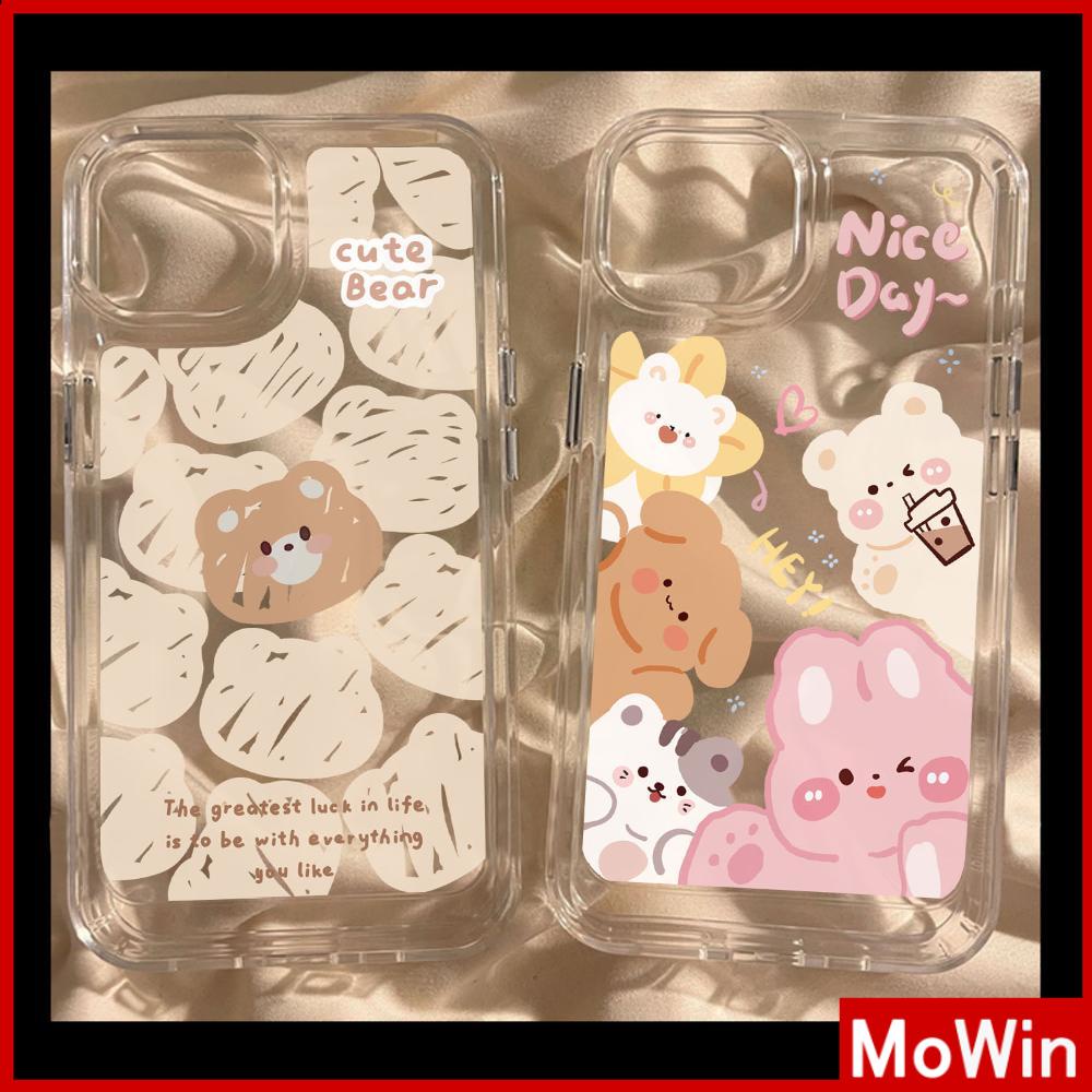 Mowin - เข้ากันได้สำหรับ 15 เคสไอโฟน11 เคส iphone 11 สำหรับ 14 Pro Max เคสไอโฟนเคสใสเคส TPU นิ่มกันกระแทกปุ่มชุบการ์ตูนน่ารักหมีกระต่ายเข้ากันได้กับ iPhone 13 Pro max 12 Pro Max 11 xr xs max 7Plus 8Plus
