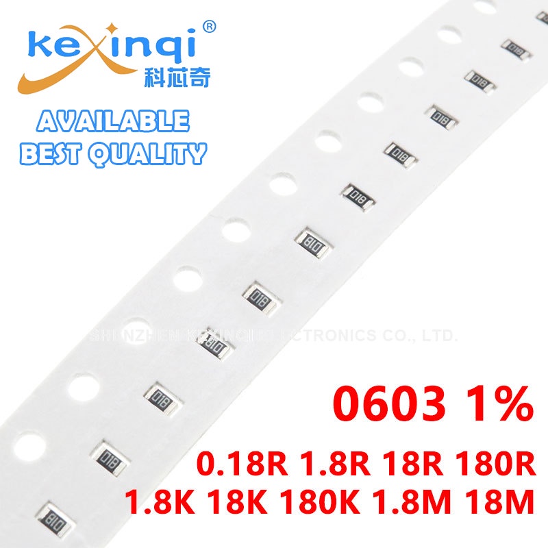 100 ชิ้น/ล็อต SMD 0603 ตัวต้านทาน 1% 1/10W ความต้านทาน 0R โอห์ม 0.18R 1.8R 18R 180R 1.8K 18K 180K 1.