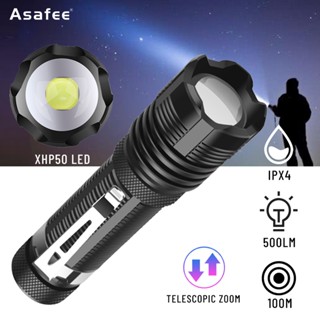 Asafee ไฟฉาย LED 101 ซูมได้ XHP50 ขนาดเล็ก พกพาง่าย สําหรับตั้งแคมป์กลางแจ้ง บํารุงรักษาฉุกเฉิน กลางคืน