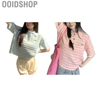 Ooidshop Women T Shirt  Striped Summer Pullover Top Dressy Knitted Button Front  for Lady for Shopping