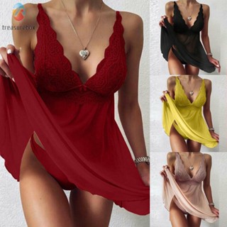 【TRSBX】Dress M-3XL Nightdress Summer Underwear V-neck Womens Comfortable Robe