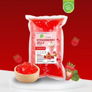 วุ้นสตอเบอรี่ Strawberry Jelly ท็อปปิ้ง วุ้นผลไม้ Topping สำหรับทำเครื่องดื่ม Jelly วุ้น (1000 กรัม / ถุง) ตรา ทีอีเอ