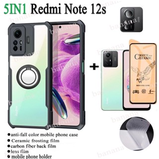 5in1 เคสโทรศัพท์มือถือ TPU นิ่ม แบบใส กันหล่น เต็มจอ สําหรับ Redmi Note 12s 11 10 9 8 Pro+ 5G 11s 10s 9s 12C 10A 10C 9A 9C 9T