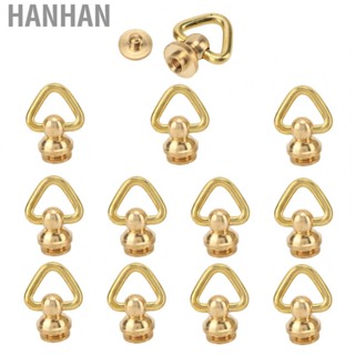 Hanhan Brass D Ring Rivets  12 Sets Brass Smoothing Edges Pull Ring Rivets Studs Easy Installation  for DIY Bags