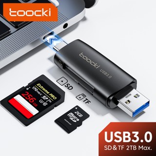 Toocki 2 in 1 อะแดปเตอร์การ์ดรีดเดอร์ USB Micro Type C OTG เป็น USB 2.0 SD TF Android ความเร็วสูง