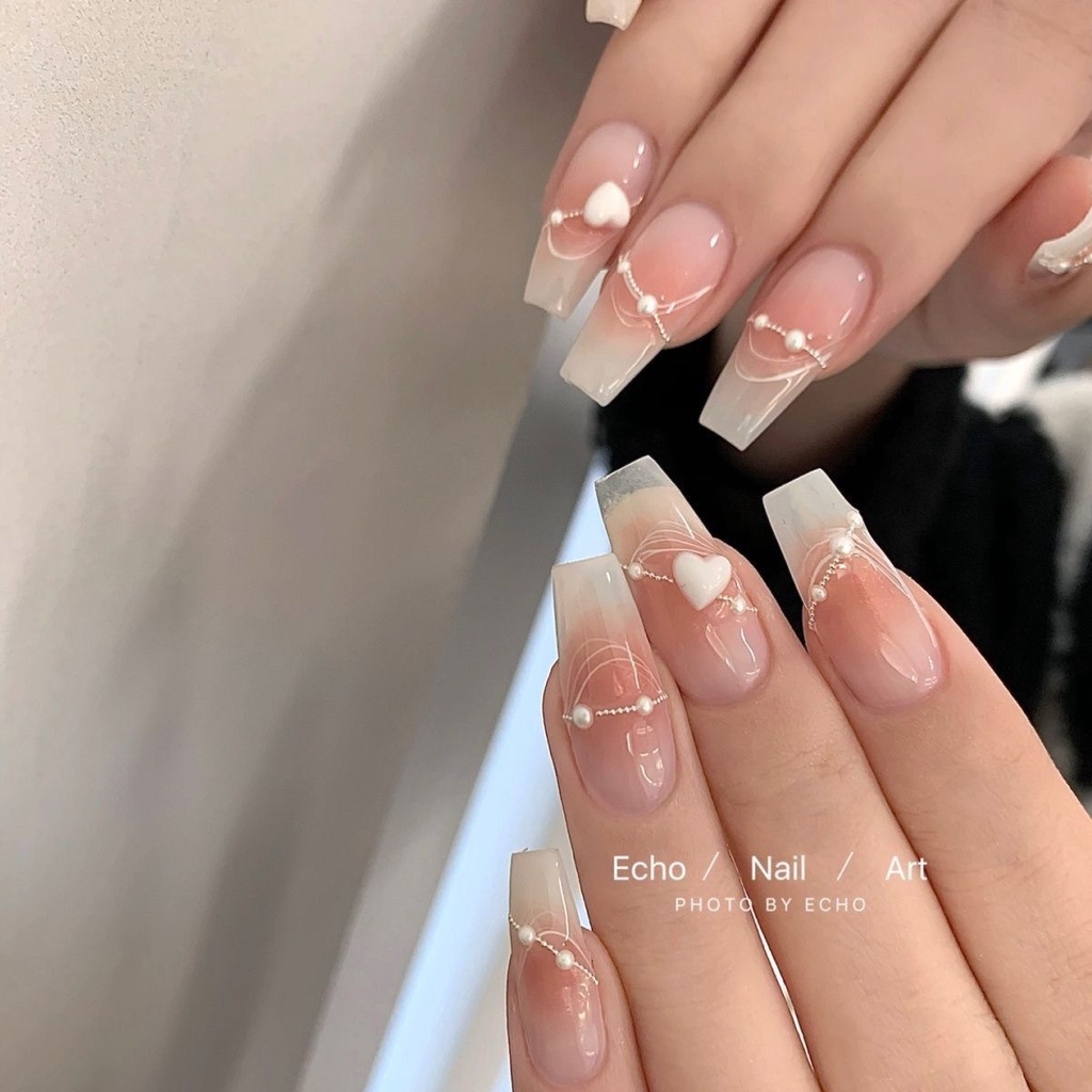 เล็บปลอม ประดับไข่มุก สีชมพู เหมาะกับของขวัญ สําหรับเด็กผู้หญิง
