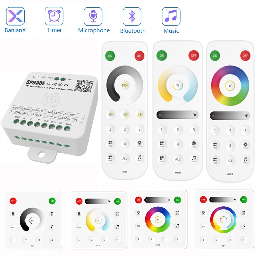 รีโมตคอนโทรล DC5V-DC24V SP630E All In One LED SPI Pixels 5CH RGB RGBW RGBCCT PWM ไฟ LED DC12V WS2811 WS2812 WS2815 5050 3528 FCOB RGB 2.4G