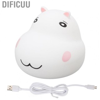 Dificuu 5V Night Light 2000mah ABS Patting Night Light Low Light Decay USB Interface Portable Hippo Shaped for Home for Children