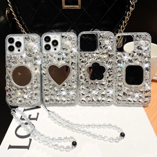 เคสโทรศัพท์มือถือ อะคริลิค กันกระแทก ประดับเพชร พร้อมกระจกแต่งหน้า หรูหรา สําหรับ IPhone 12 11 Pro Max IP 13 Pro Max 14 Pro Max