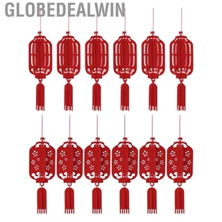 Globedealwin Chinese New Year Hanging Decoration  Red Collapsible Chinese Spring Festival Pendant Simple To Assemble 6 Pcs  for Home