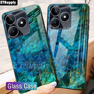 เคสโทรศัพท์มือถือกระจกนิรภัย แบบแข็ง ลายหินอ่อน แวววาว แฟชั่น สําหรับ Realme C53 C51 C35 C55 C55 C35 C51 C53