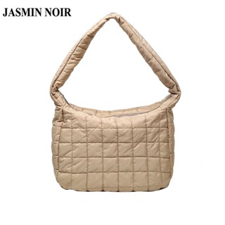 Jasmin NOIR กระเป๋าถือ กระเป๋าสะพายไหล่ ผ้าไนล่อน ลายสก๊อต ขนาดใหญ่ สําหรับสตรี